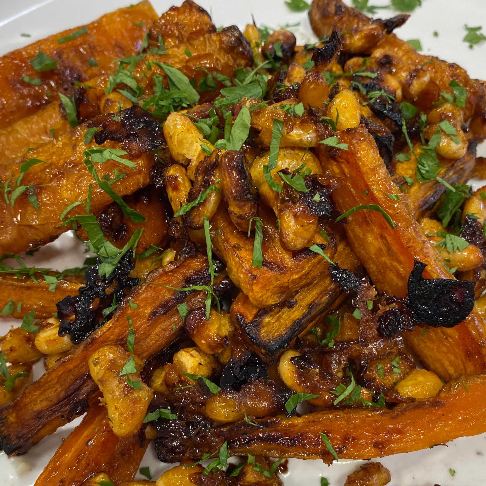 Sticky Harissa Carrots and Cannellinis