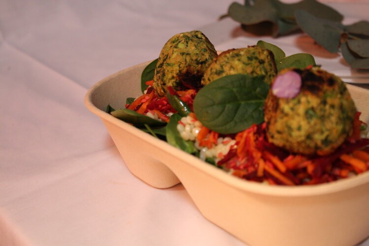 Falafel with Israeli Couscous and Beetroot Carrot Salad