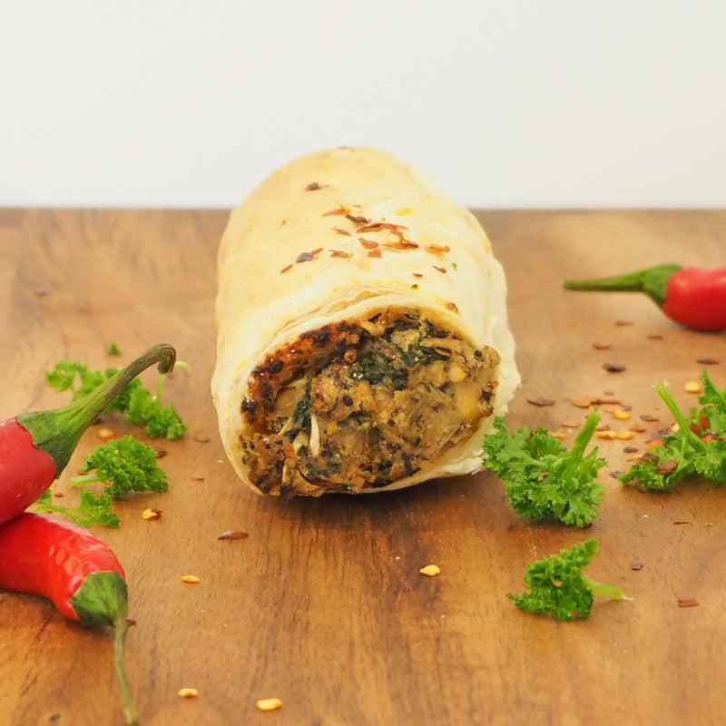 vegan chickpea and spinach roll
